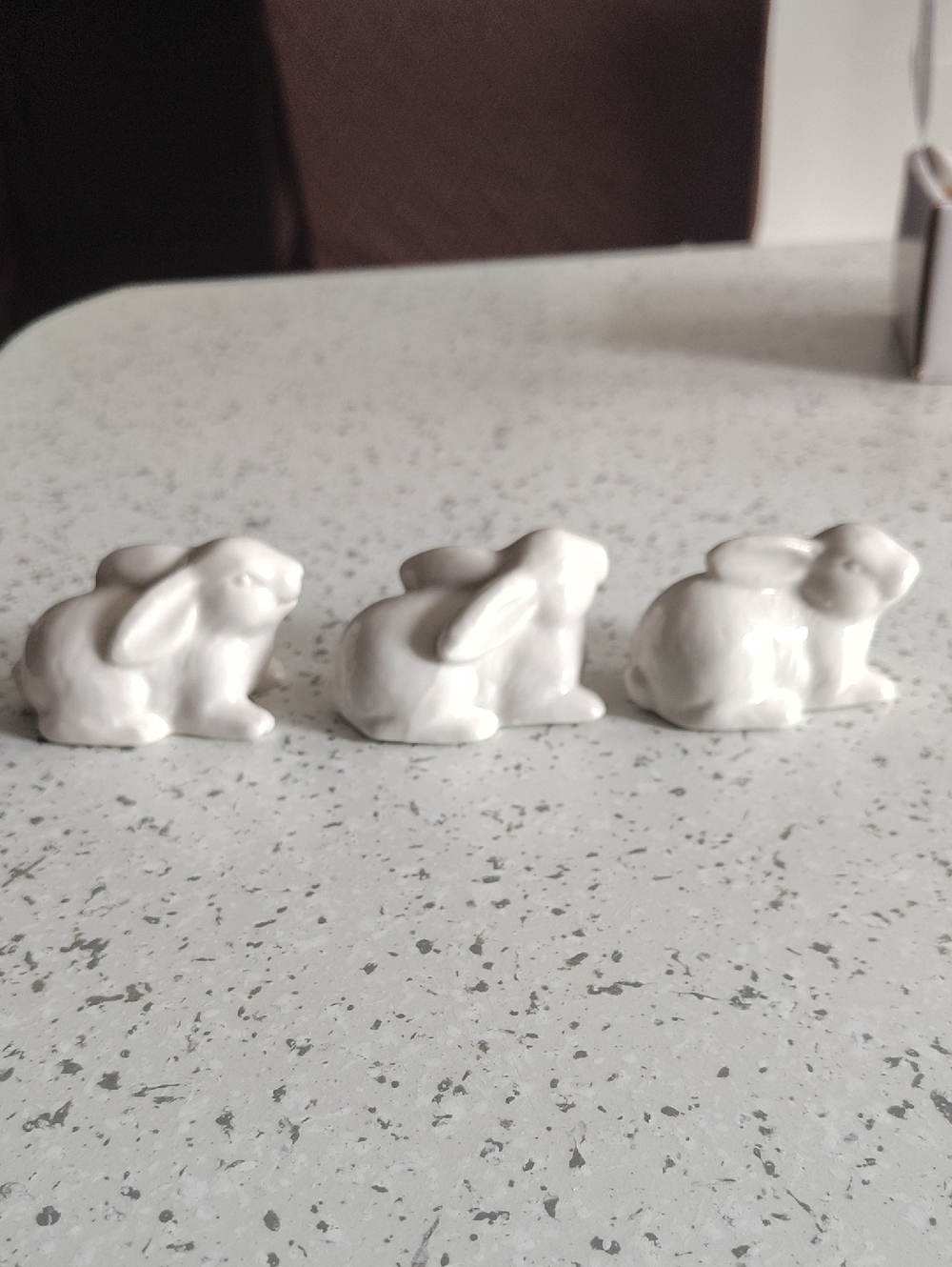 White Ceramic Bunny Figurines Set of 3